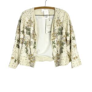 LA Bellum Hillary Scott Women’s Size Large Embroidered Ivory Cotton Open Top